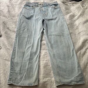 Abercrombie & Fitch Curve love Blue Flare Wide Leg Jeans